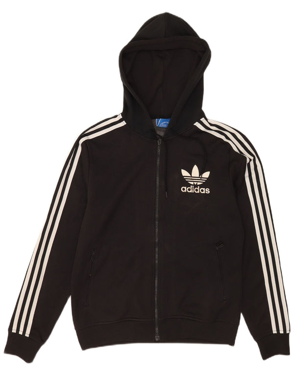 Ανδρικό πουλόβερ Adidas με φερμουάρ, μικρό μαύρο πολυεστέρα