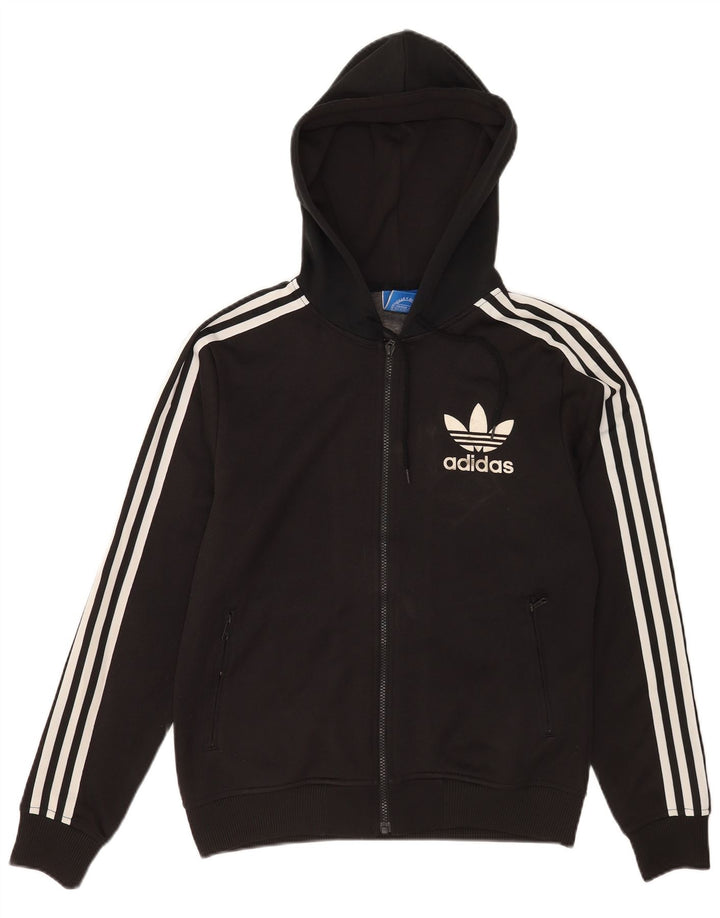 Ανδρικό πουλόβερ Adidas με φερμουάρ, μικρό μαύρο πολυεστέρα