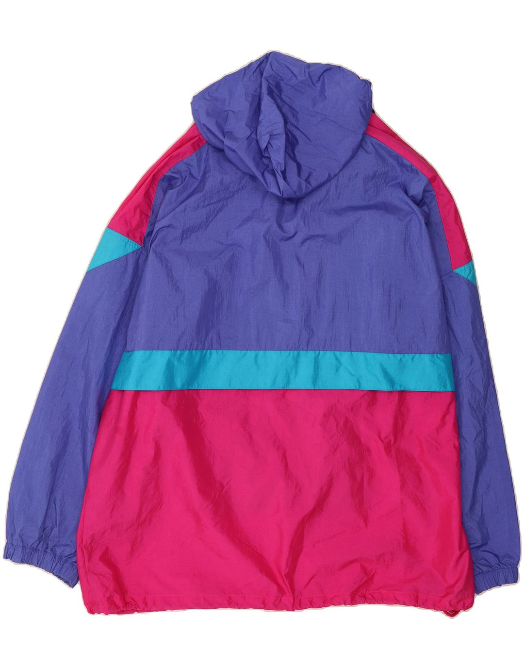 RODEO Womens Pullover Hooded Rain Jacket IT 48/50 Medium Blue Colourblock Vintage Rodeo and Second-Hand Rodeo from Messina Hembry 