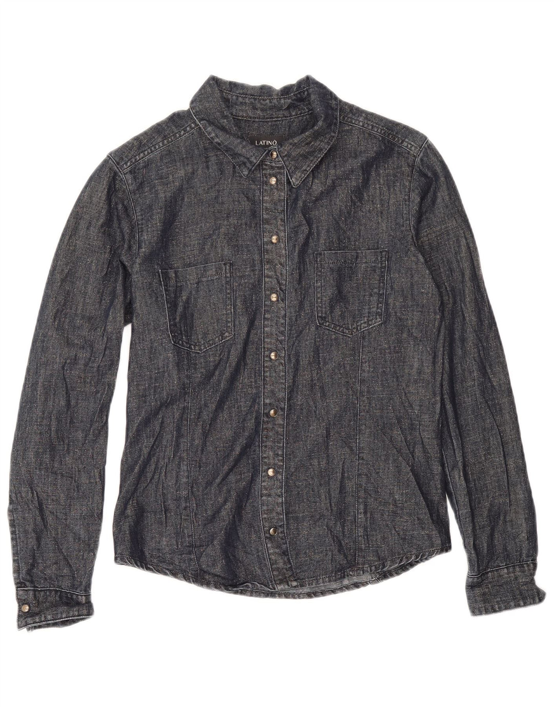 Vintage γυναικείο πουκάμισο UK 12 Medium Navy Blue