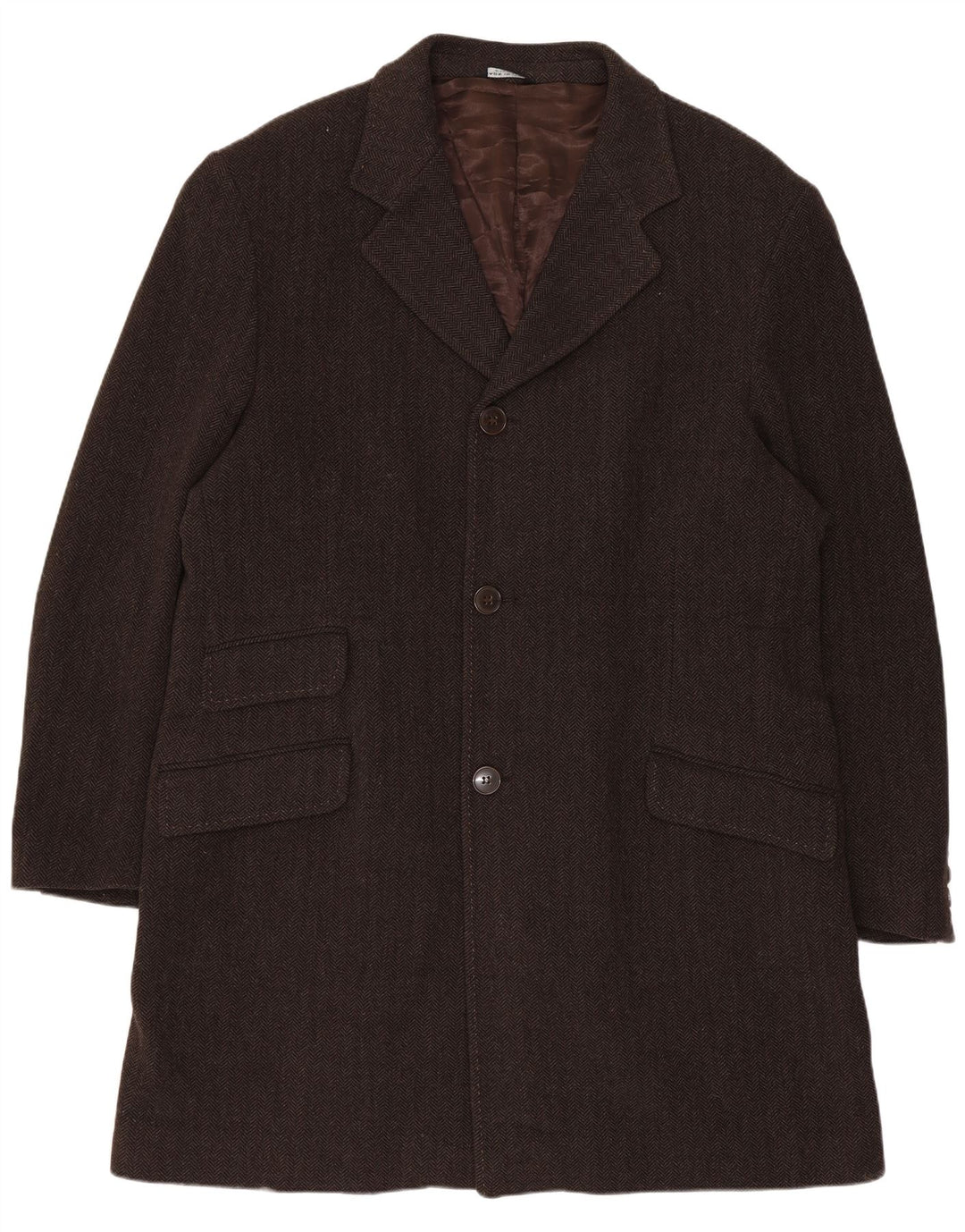 Conbipel Ανδρικό Παλτό Chesterfield IT 54 XL Καφέ Μαλλί ψαροκόκκαλο