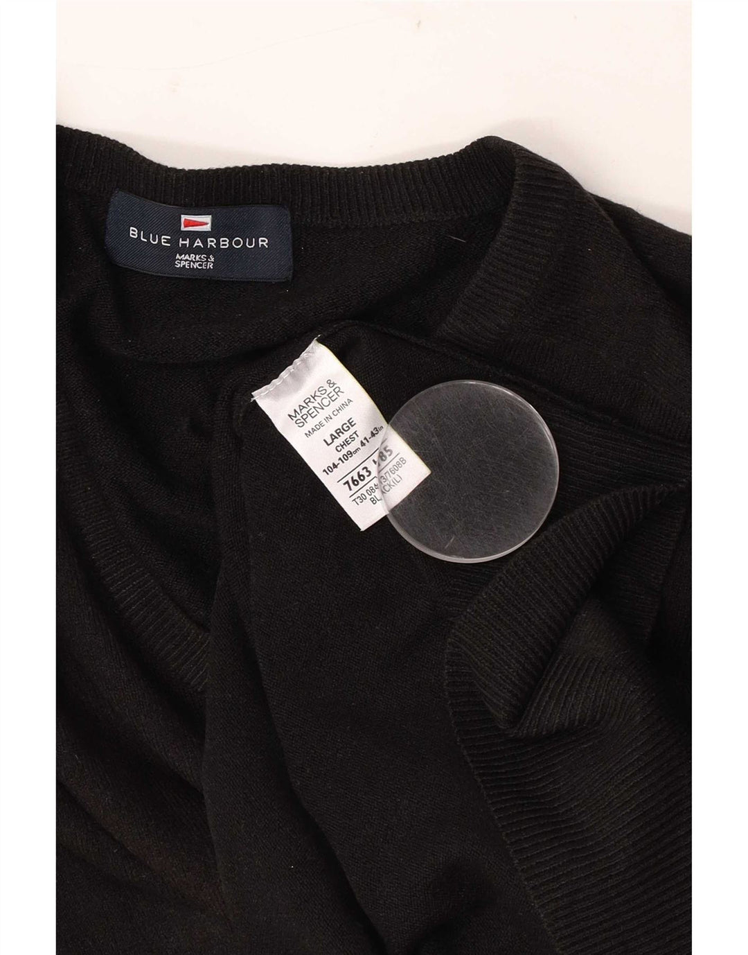 Marks & Spencer Ανδρικό πουλόβερ με λαιμόκοψη με λαιμόκοψη UK 41/43 μεγάλο μαύρο