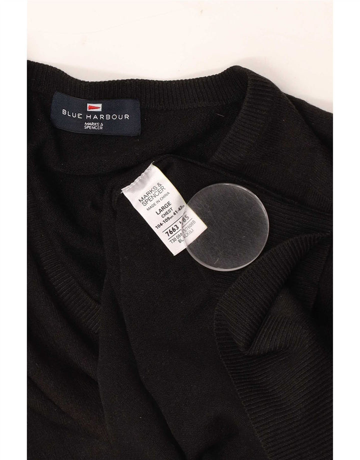 Marks & Spencer Ανδρικό πουλόβερ με λαιμόκοψη με λαιμόκοψη UK 41/43 μεγάλο μαύρο