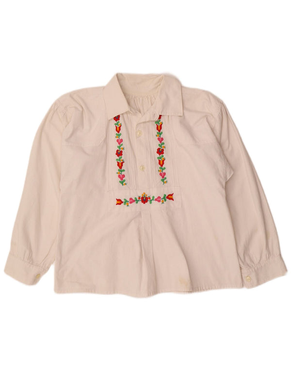 VINTAGE Γυναικείο πουκάμισο Μπλούζα UK 12 Medium White Floral