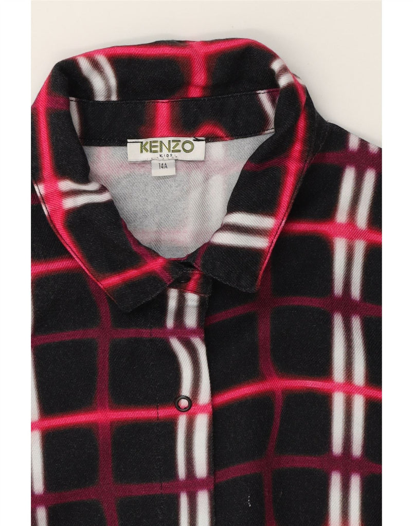 KENZO Girls Shirt Dress 13-14 Years Black Check Viscose Vintage Kenzo and Second-Hand Kenzo from Messina Hembry 