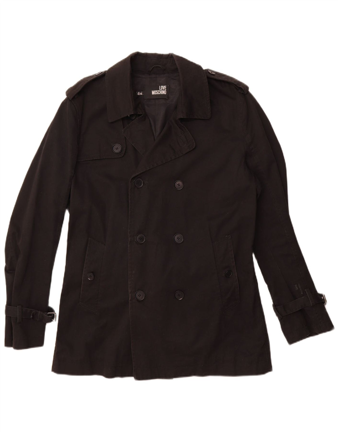 Moschino Ανδρικό παλτό μπιζελιού UK 42 XL Μαύρο βαμβακερό