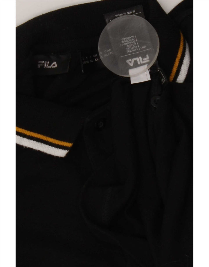 Ανδρικό πουκάμισο πόλο Fila XL Μαύρο βαμβακερό