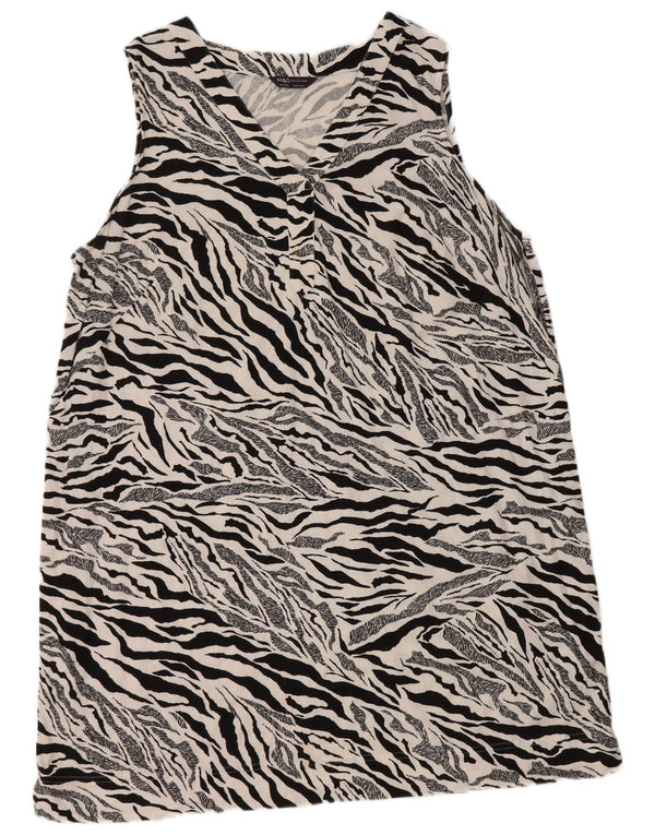Marks & Spencer Γυναικείο Αμάνικο φόρεμα Shift UK 22 2XL White Animal Print