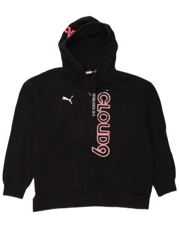 Puma Γυναικείο Graphic Oversized Hoodie Jumper UK 14 Μεσαίο μαύρο βαμβακερό