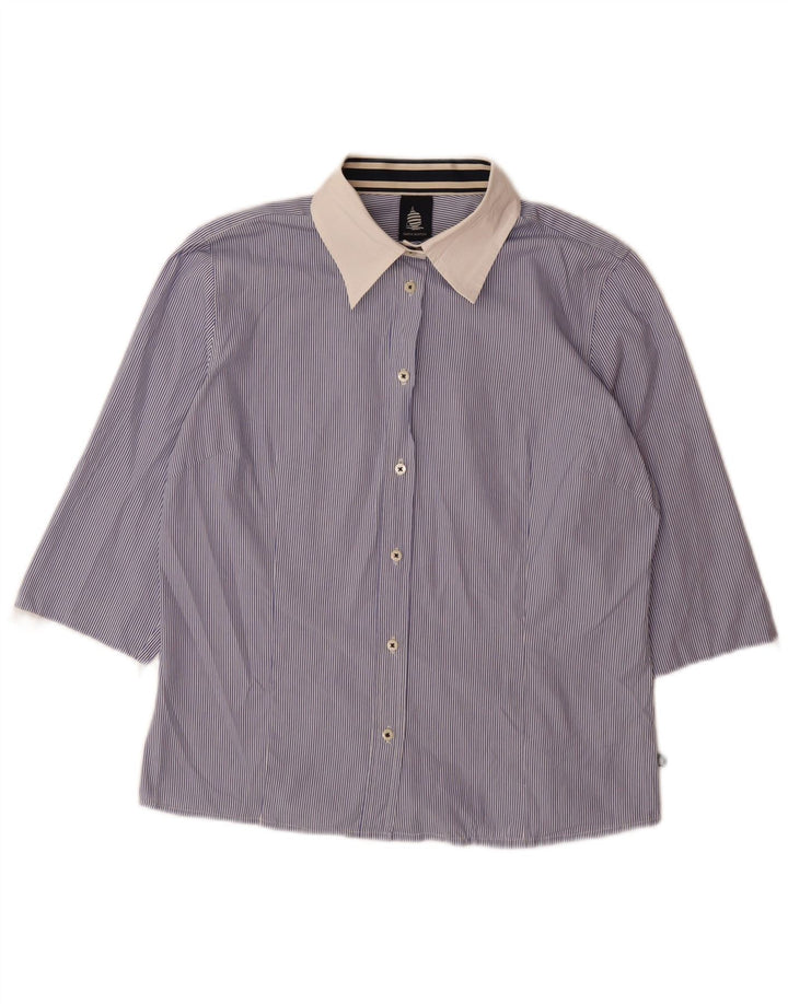 MARINA YACHTING Γυναικείο πουκάμισο 3/4 μανίκι Μπλούζα UK 18 XL Μπλε ρίγες