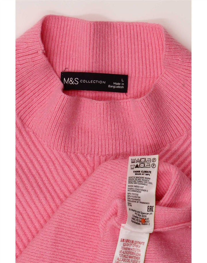 Marks & Spencer Γυναικείο πουλόβερ με λαιμό χελώνα UK 16 μεγάλο ροζ βισκόζη