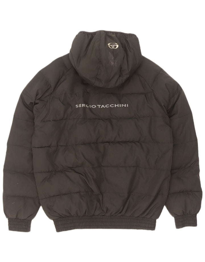 Sergio Tacchini Ανδρικό γραφικό μπουφάν με επένδυση UK 38 μεσαίο μαύρο πολυεστέρα