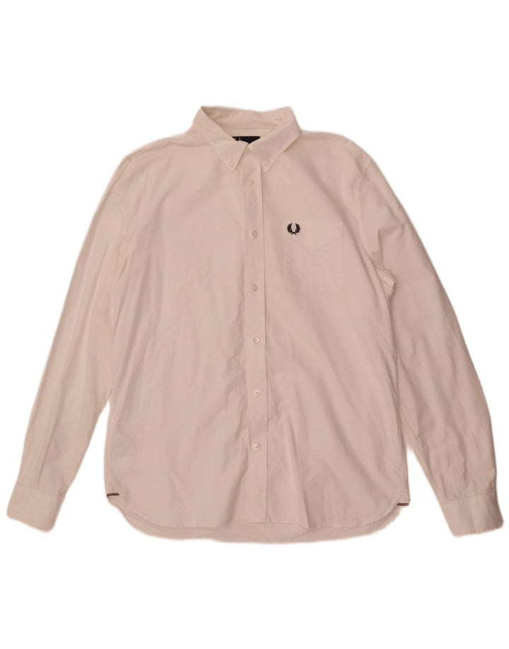 Fred Perry Ανδρικό πουκάμισο μεγάλο λευκό βαμβακερό