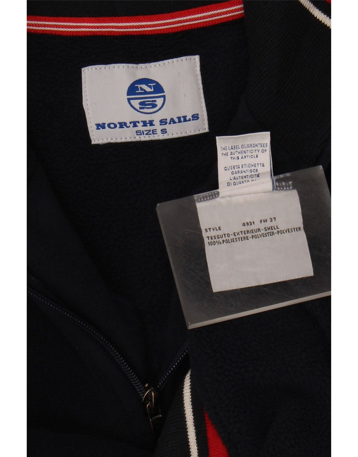 NORTH SAILS Mens Zip Neck Fleece Jumper Small Navy Blue Polyester