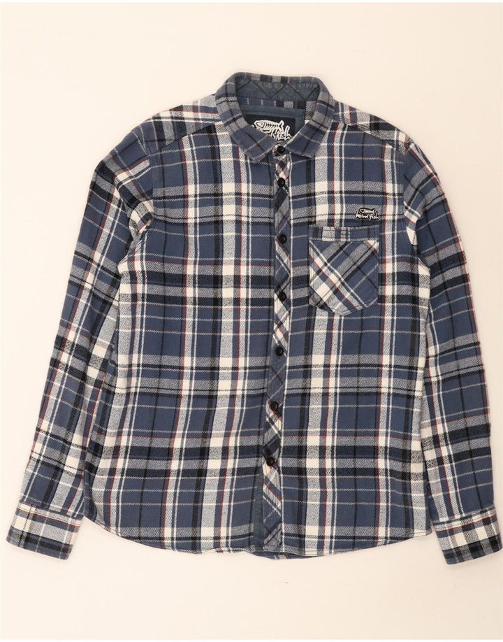 Ανδρικό φανελένιο πουκάμισο Weird Fish Medium Blue Check Cotton