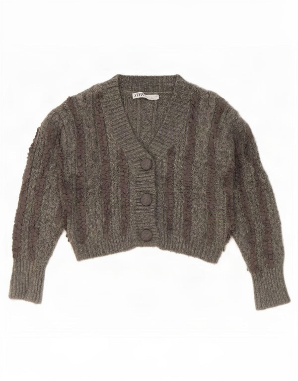 Zara Γυναικείο πουλόβερ Bolero Cardigan UK 10 Small Grey ριγέ