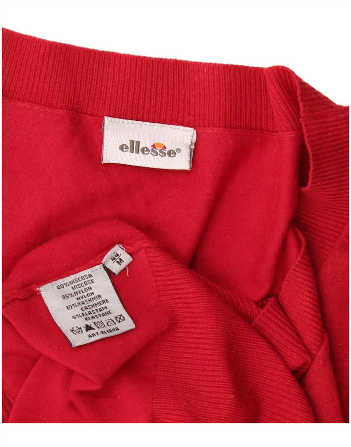 Ellesse Γυναικείο πουλόβερ με V λαιμόκοψη UK 12 μεσαία κόκκινη βισκόζη