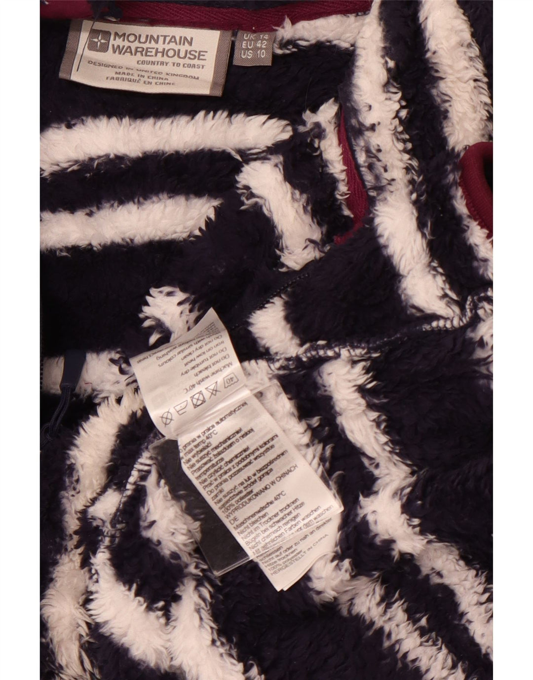 MOUNTAIN WAREHOUSE Γυναικείο Fleece Jumper UK 14 Large Navy Blue ριγέ