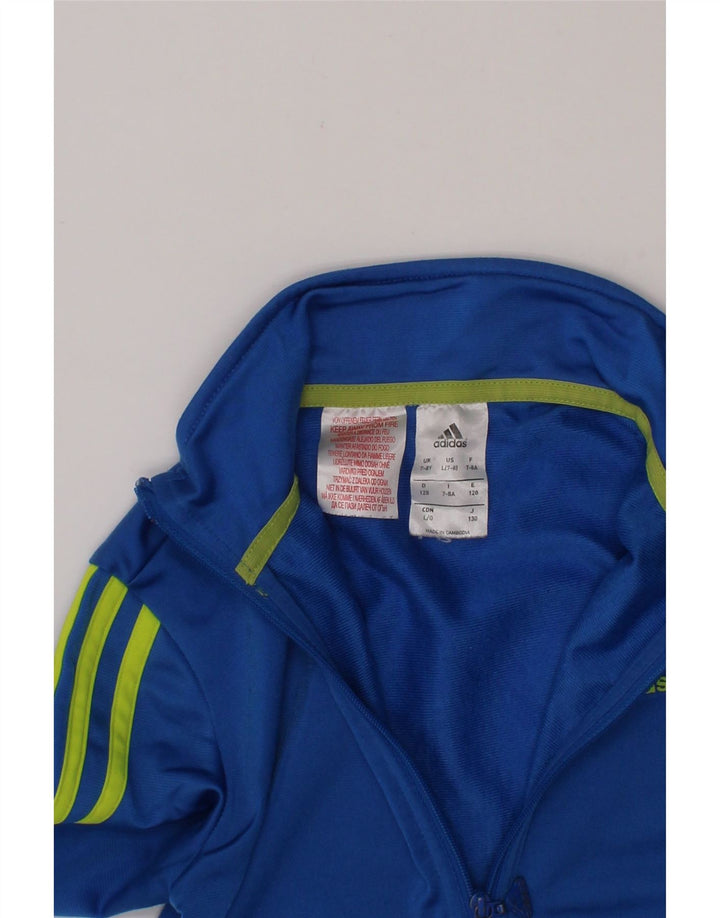 ADIDAS Boys Graphic Tracksuit Top Jacket 7-8 Years Blue Polyester Vintage Adidas and Second-Hand Adidas from Messina Hembry 