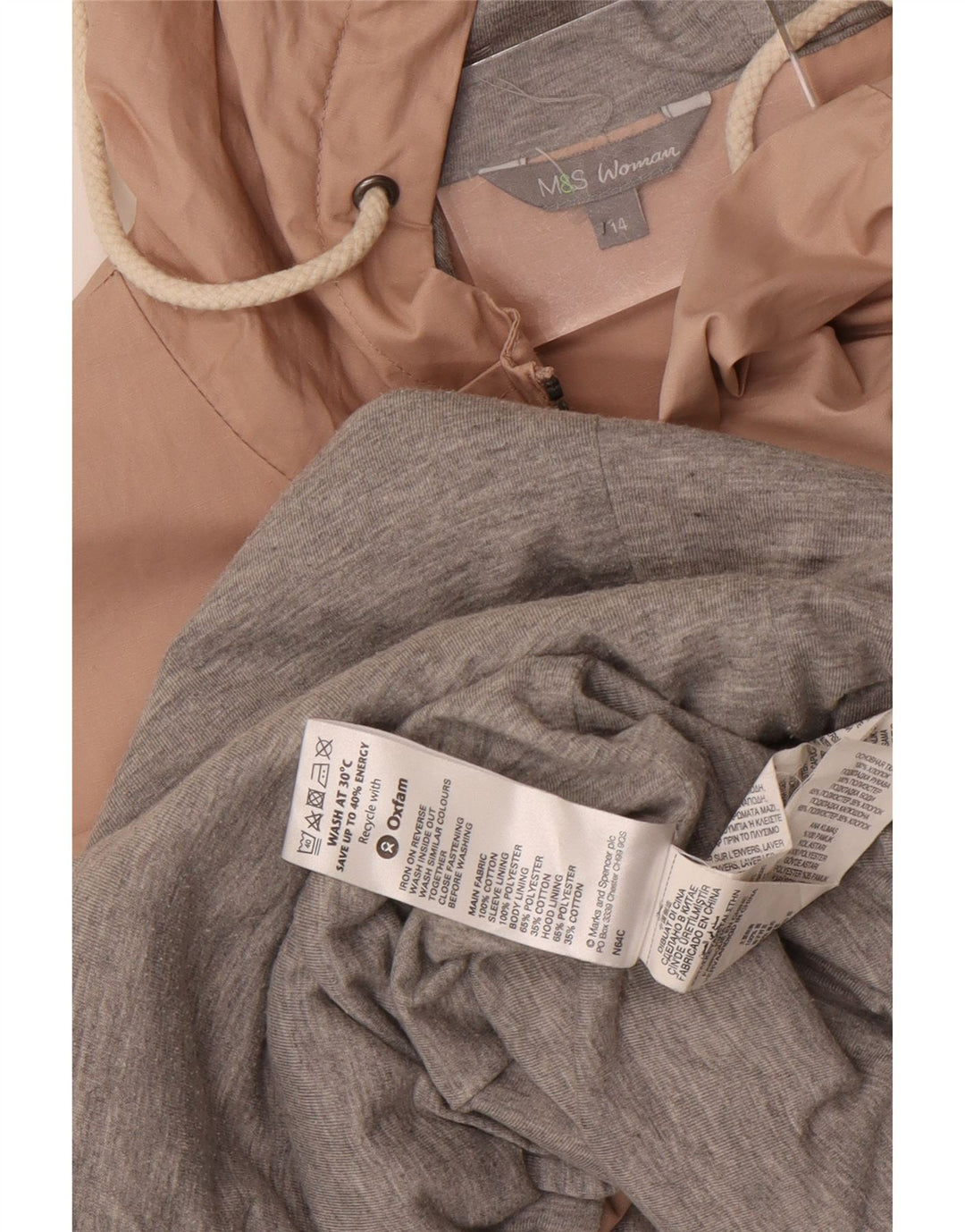 Marks & Spencer γυναικείο μπουφάν Parka με κουκούλα UK 14 μεγάλο ροζ βαμβακερό