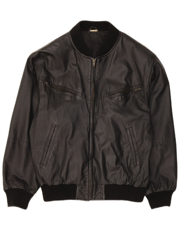 Vintage Γυναικείο Loose Fit Δερμάτινο Μπουφάν EU 38 Medium μαύρο δέρμα