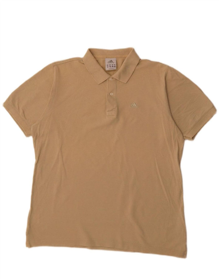 ADIDAS Mens Polo Shirt Medium Beige Cotton