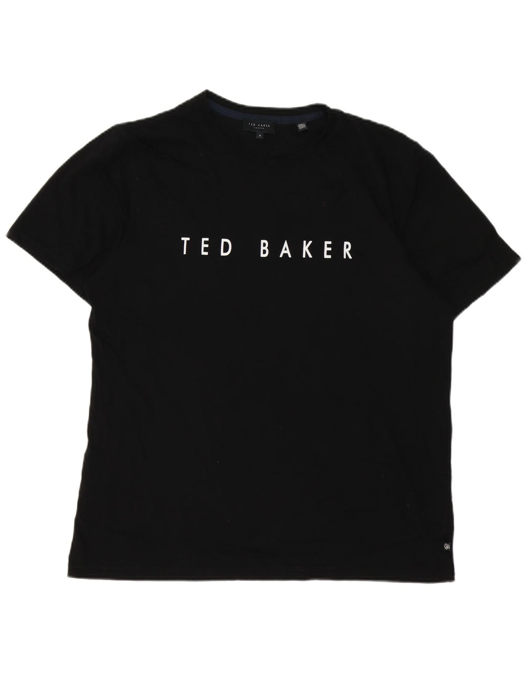 Ανδρικό T-Shirt γραφικό Ted Baker Top Size 4 μεγάλο μαύρο βαμβακερό