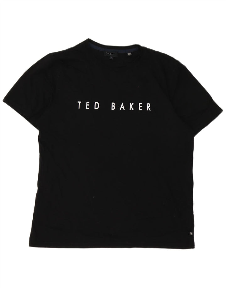 Ανδρικό T-Shirt γραφικό Ted Baker Top Size 4 μεγάλο μαύρο βαμβακερό