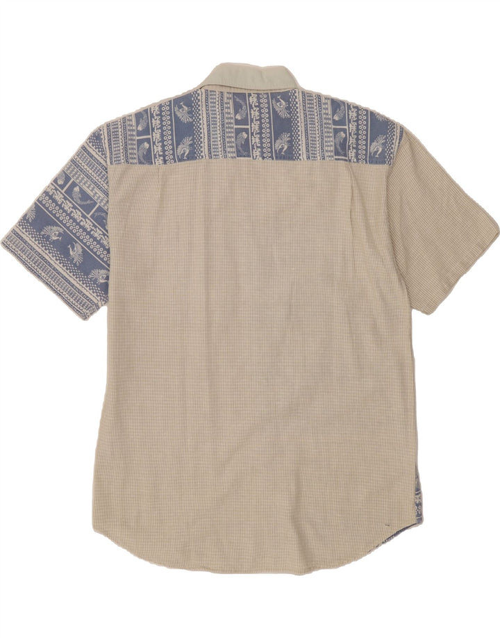 C&A Mens Abstract Pattern Short Sleeve Shirt Size 41/42 Large Beige Cotton Vintage C&A and Second-Hand C&A from Messina Hembry 