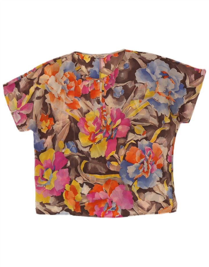 Vintage Γυναικεία Μπλούζα Τοπ IT 46 Μεγάλο Πολύχρωμο Floral Acetate