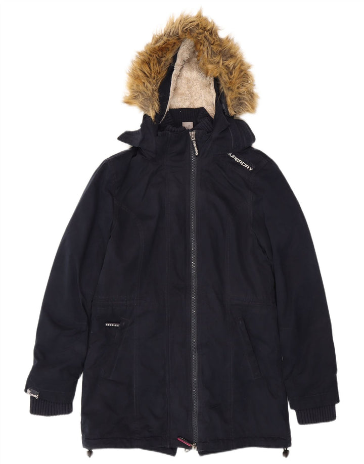 Superdry Γυναικείο Μπουφάν Parka Windparka Hooded UK 14 Medium Navy Blue