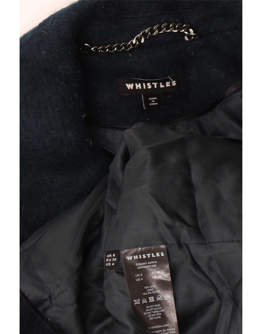 Whistles Γυναικείο Oversized Πανωφόρι UK 8 Small Navy Blue Wool