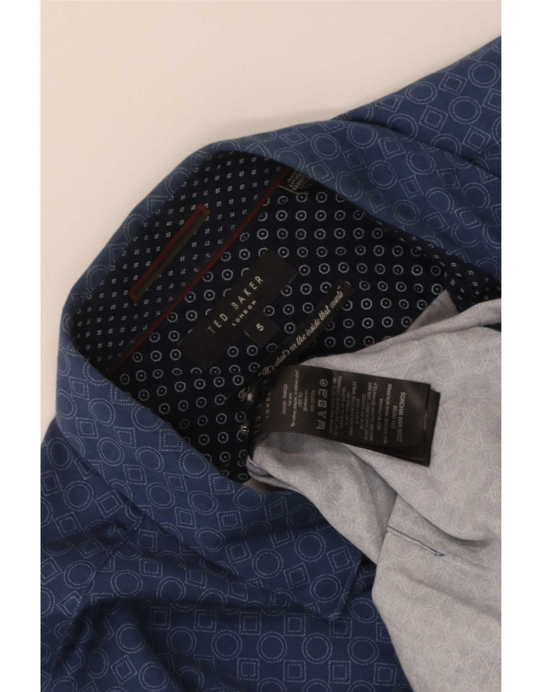 Ανδρικό πουκάμισο Ted Baker 5 XL Μπλε γεωμετρικό βαμβακερό