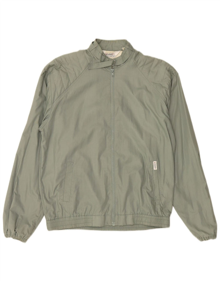 VINTAGE Mens Tracksuit Top Jacket Medium Green Synthetic