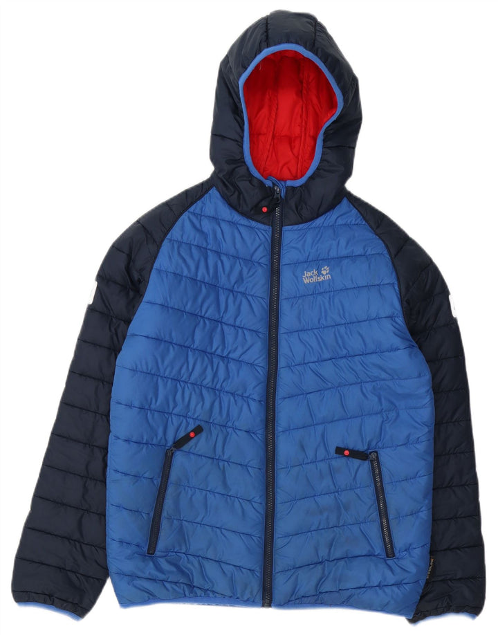 Jack Wolfskin Boys Hooded Jacket 13-14 Years Blue Polyester