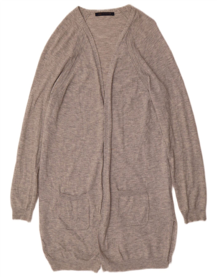 Marks & Spencer Γυναικείο Longline ανοιχτό πουλόβερ ζακέτα UK 10 Small Grey Wool