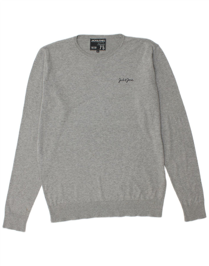 Jack & Jones Ανδρικό πουλόβερ με λαιμόκοψη XL με γκρι φλιτζάνι