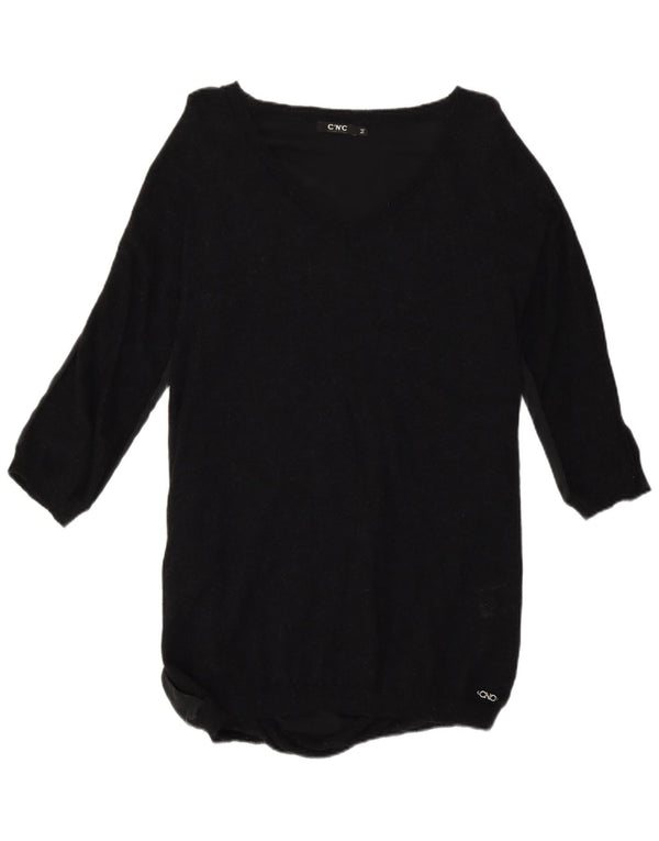 CNC κοστούμι National Womens V-Neck Jumper πουλόβερ UK 12 Medium Black