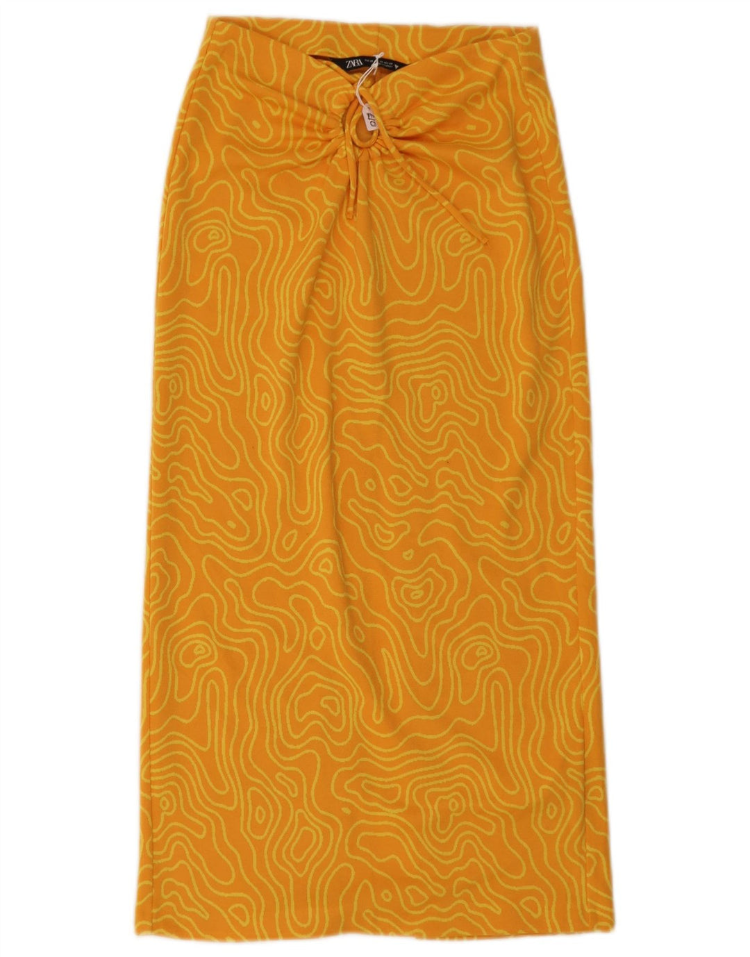 Zara Γυναικεία Midi Φούστα XS W26 Κίτρινο γεωμετρικό πολυεστέρα