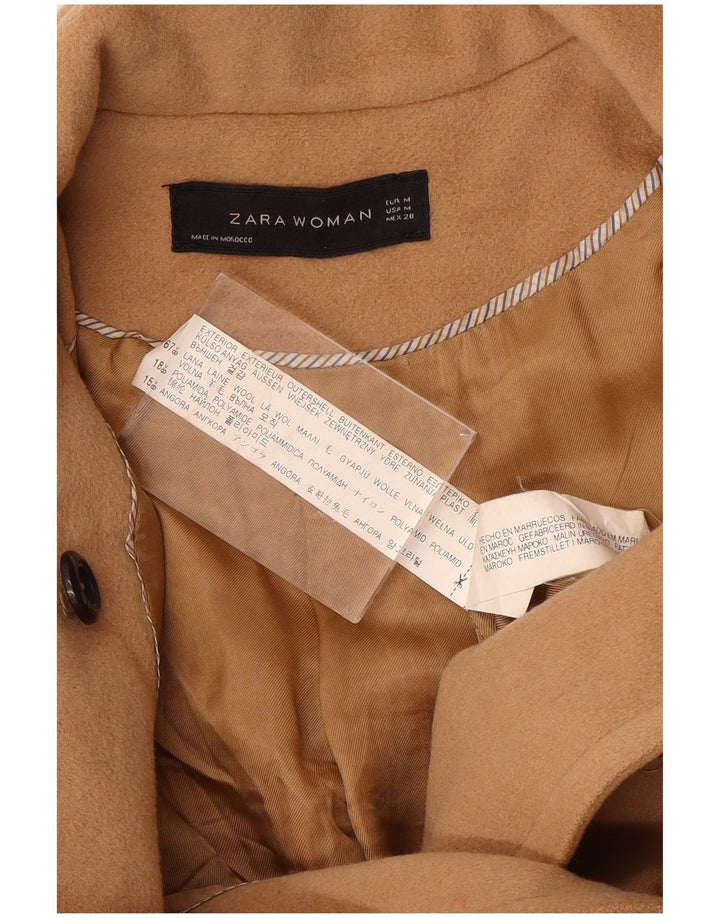 Γυναικείο παλτό ZARA με διπλό στήθος UK 12 Μαλλί μεσαίου καφέ
