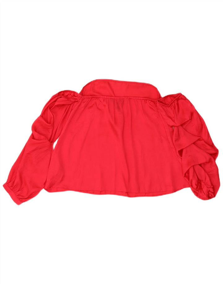 Lipsy Womens Off Shoulder Top 10 Small Red Polyester