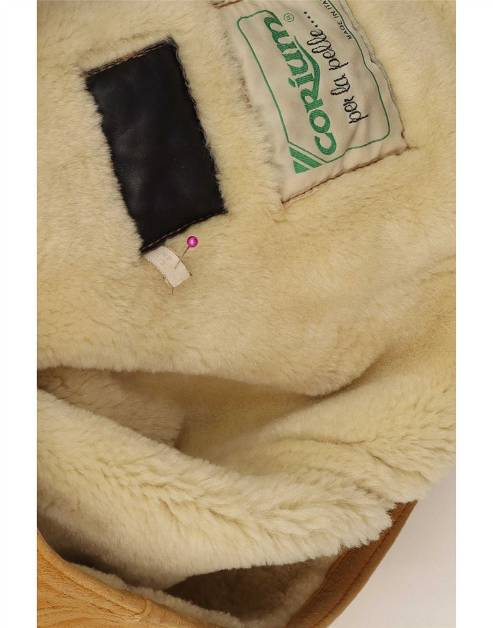 Vintage Ανδρικό Shearling Jacket IT 54 2XL Καφέ Δερμάτινο