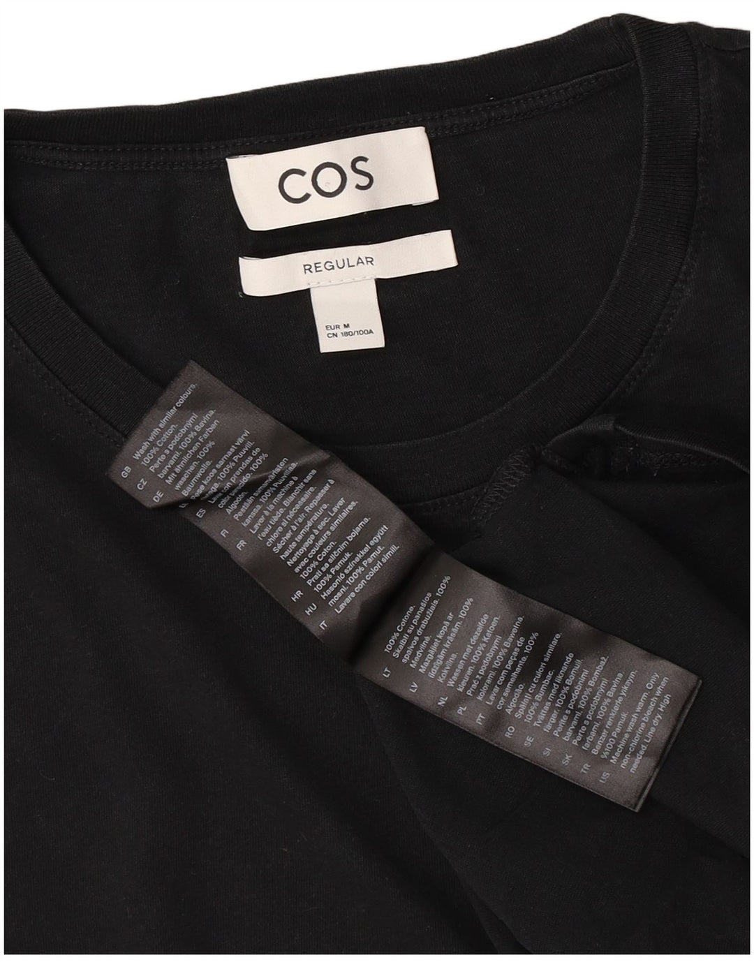 Ανδρικό T-Shirt COS Regular Fit Top Μεσαίο μαύρο βαμβακερό