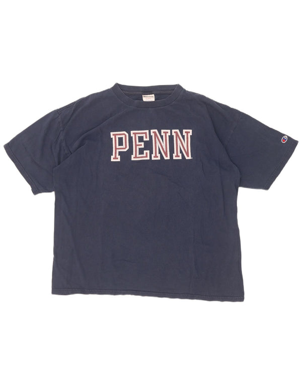 Champion Mens Penn Graphic T-Shirt Top XL Navy Blue Cotton