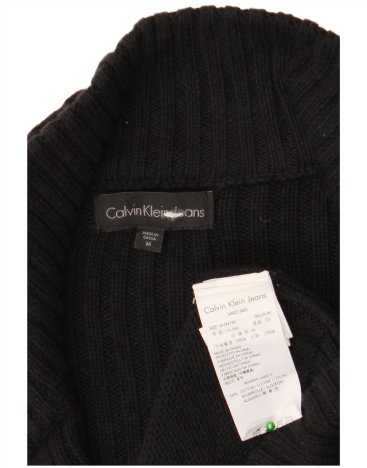 Ανδρικό πουλόβερ Calvin Klein Jeans Ζακέτα μεσαίο μαύρο βαμβακερό