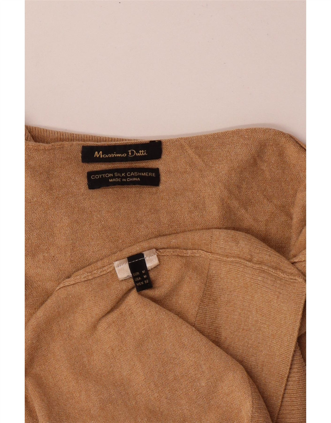 MASSIMO DUTTI Γυναικείο πουλόβερ με ρολό λαιμόκοψη UK 12 μεσαίο βαμβακερό μπεζ