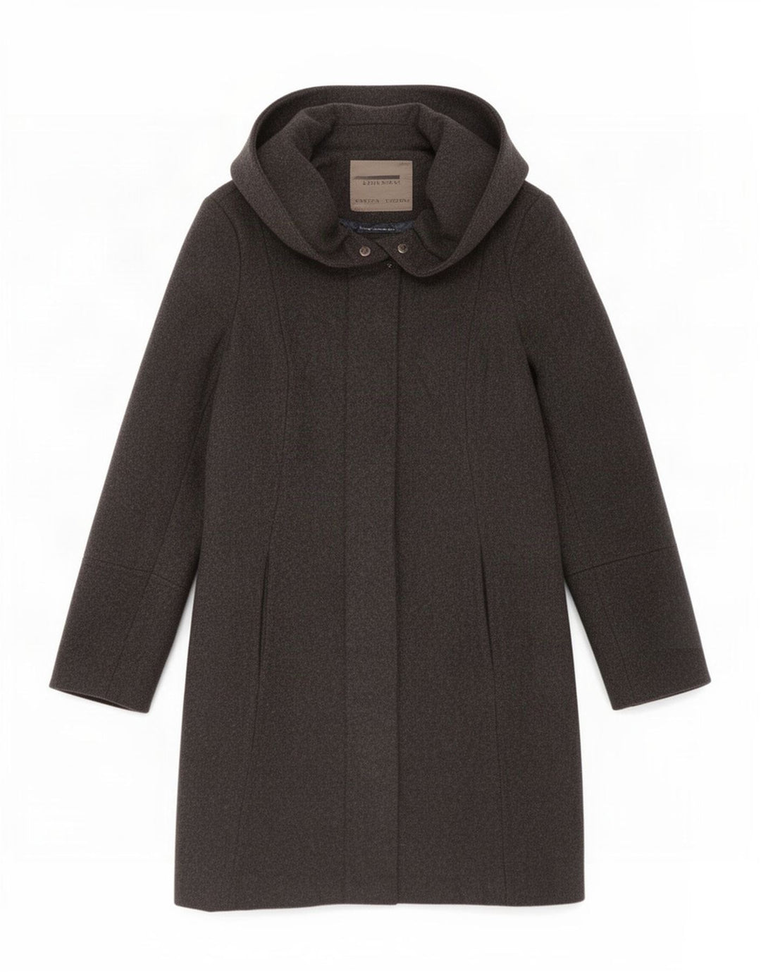 Zara Γυναικείο πανωφόρι με κουκούλα UK 10 Small Black Wool