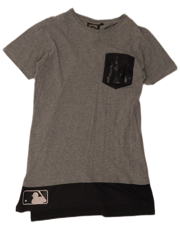 Majestic γυναικείο μπλουζάκι γραφικών NBA Top UK 10 Small Grey Colourblock Cotton