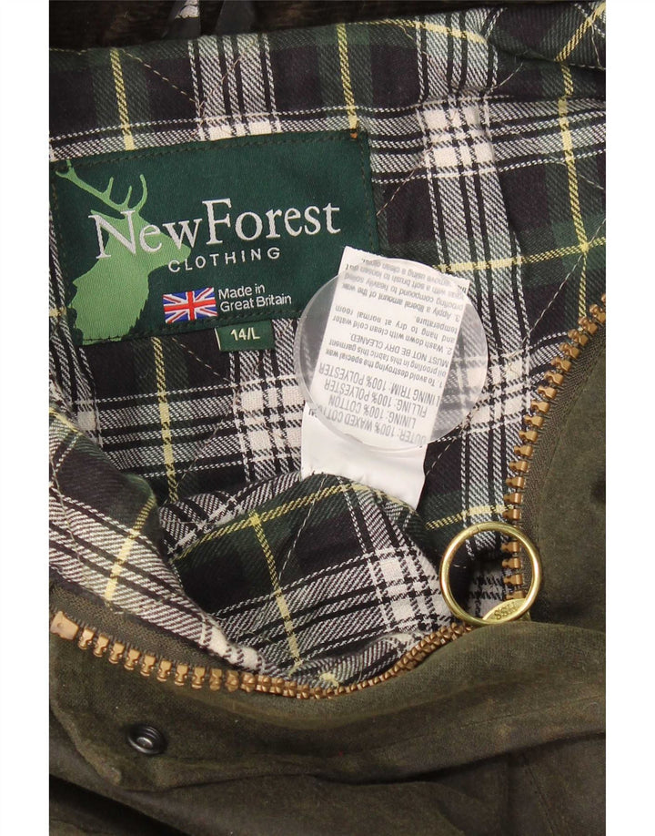 Vintage γυναικείο κερωμένο βαμβακερό μπουφάν UK 14 Large Khaki