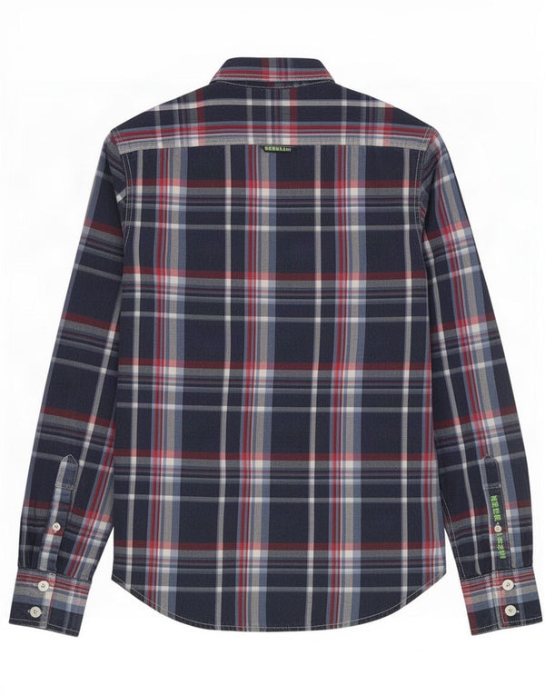 Ανδρικό πουκάμισο Superdry XL Navy Blue Check Cotton